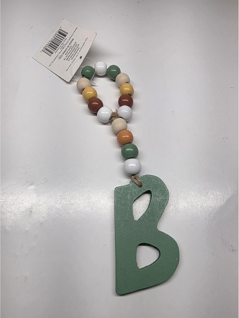 New "B" Initial 8" Wood Bead Garland Tier Tray Ornament Decor Monogrammed